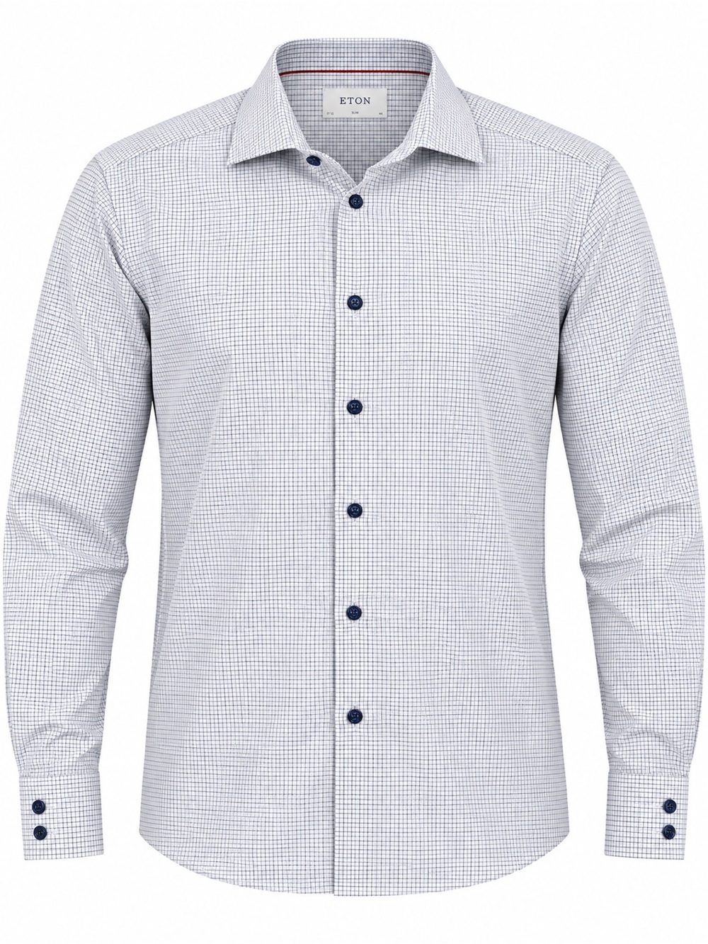 Eton Slim Fit Dress Shirt White Blue Check 17 1/2 44 Luxury Business Formal